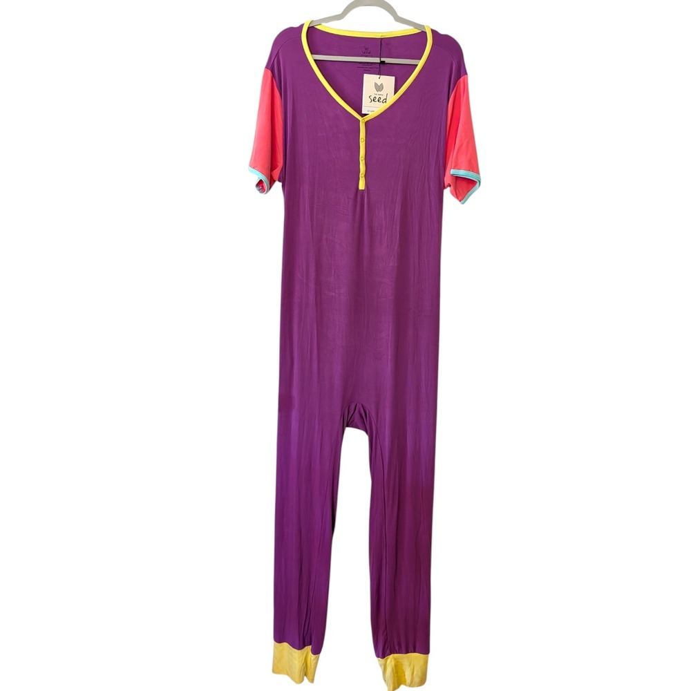 The Simple Seed Live It Up at Your Leisure Adult Pajamas Romper Sz 3XL NWT - Picture 2 of 10